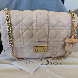 Dior Quilted Shoulder Bag in Cream with Gold Chain